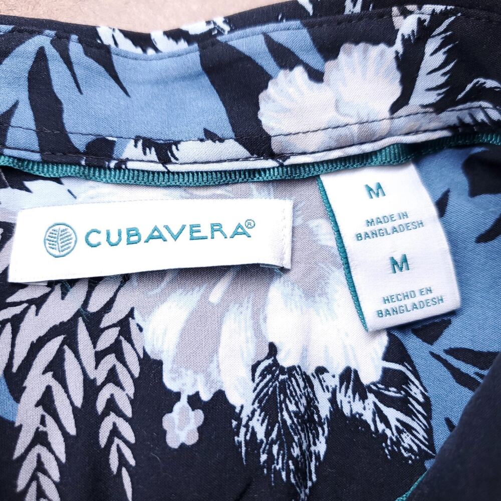 Cubavera Hawaiian Shirt Mens M Black Floral Short Sleeve Button Up Resortwear - Picture 10 of 10